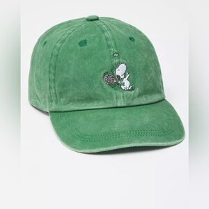 Urban Outfitters Peanuts Snoopy Tennis Green Washed  Baseball Hat OS NWT